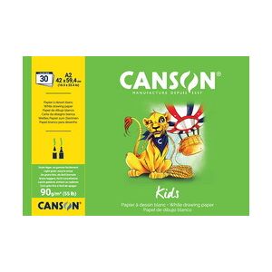 Canson Bloc à dessin Kids, A4, 90 g/m2, 30 feuilles - Lot de 5