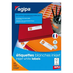 Agipa Etiquette adresse jet d'encre 70 x 37 mm Agipa 102498 blanche - Boîte de 2400 - Publicité