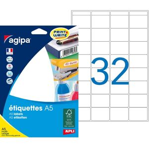 Agipa Etiquette adresse multi-usages 24 x 33,5 mm Agipa blanche - Pochette de 512 - Publicité