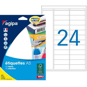 Agipa Etiquette adresse multi-usages 15 x 50 mm Agipa blanche - Pochette de 384 - Publicité