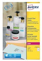 Avery Etiquettes 63,5 x 38,1 mm Avery transparentes brillantes - Boîte de 525 Avery Etiquettes 63,5 x 38,1 mm Avery transparentes brillantes - Boîte de 525