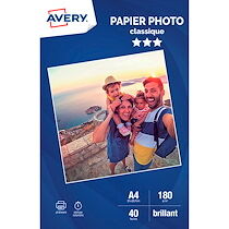 Avery Papier photo jet d'encre Avery A4 180 g - 40 feuilles