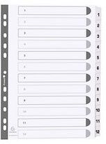 Exacompta Intercalaires en carton 1-12, A4, 12 touches - Lot de 9 Exacompta Intercalaires en carton 1-12, A4, 12 touches - Lot de 9