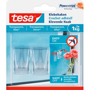 Tesa Crochets adhésifs Tesa pour verre et surface transparente - Lot de 2