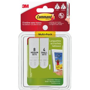 Command Languettes adhésives petites et moyennes 3M Command pour tableaux Aluminium