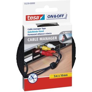 Tesa Cable MANAGER Universal bande auto-agrippante 5mx1cm. Attacher/Regrouper/Organiser. Coloris noir - Lot de 2