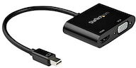 StarTech.com Mini DisplayPort to HDMI VGA Adapter, mDP 1.2 HBR2 to HDMI 2.0 (4K 60Hz) or VGA 1080p Video Converter Dongle, Mini DP to HDMI or VGA Monitor Adapter, Thunderbolt 2 Compatible - Multiport Video Dongle (MDP2VGAHD20) - convertisseur interface vidéo