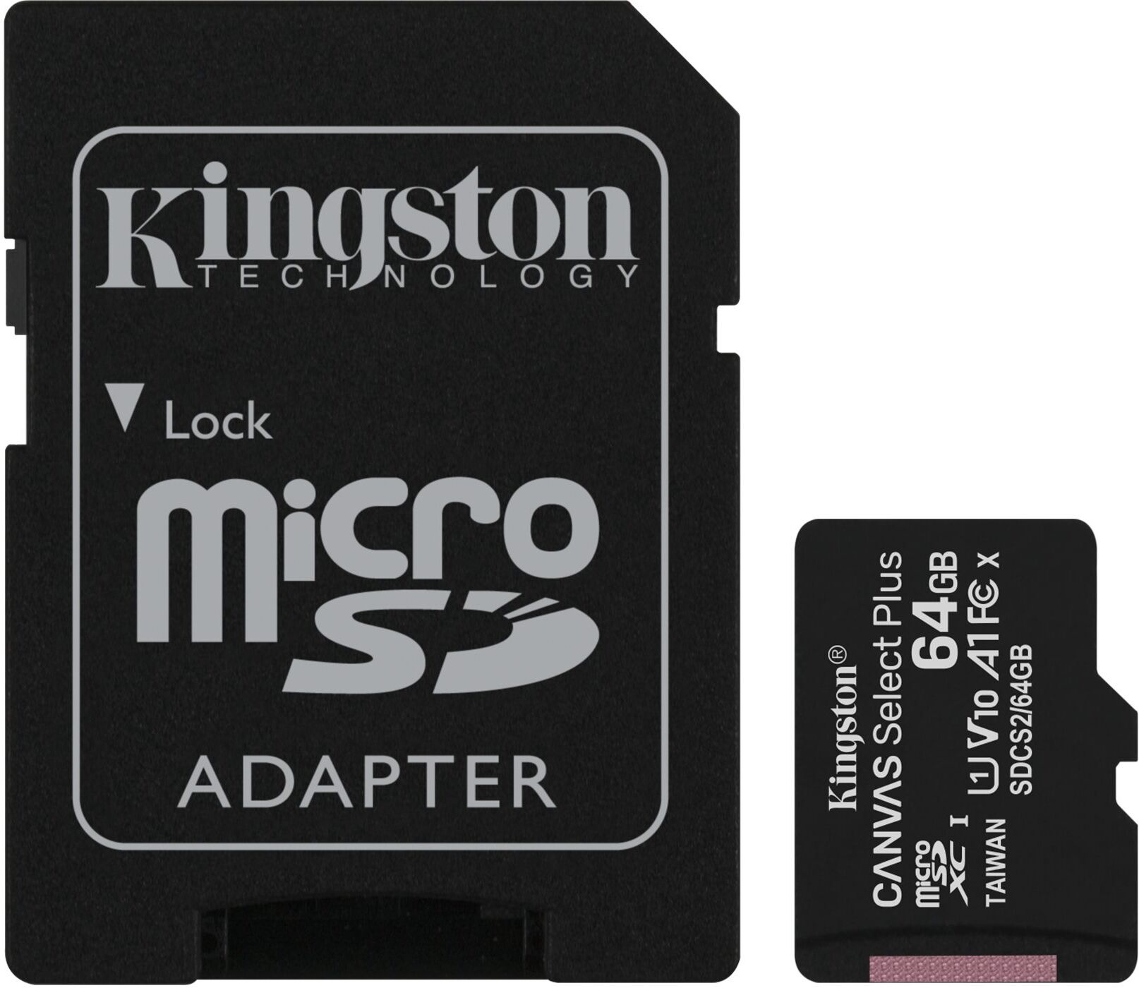 Kingston Technology Carte micSDXC Canvas Select Plus 100R A1 C10 de 64 Go + ADP