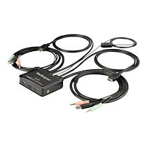 StarTech.com 2 Port HDMI KVM Switch - 4K 60Hz - Compact UHD HDMI USB KVM Switch with 4ft Cables & Audio - Bus Powered & Remote Switching (SV211HDUA4K) - commutateur écran-clavier-souris/audio - 2 ports
