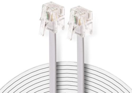 Câble ADSL, RJ11, mâle / mâle, blanc, 2m - Lot de 10