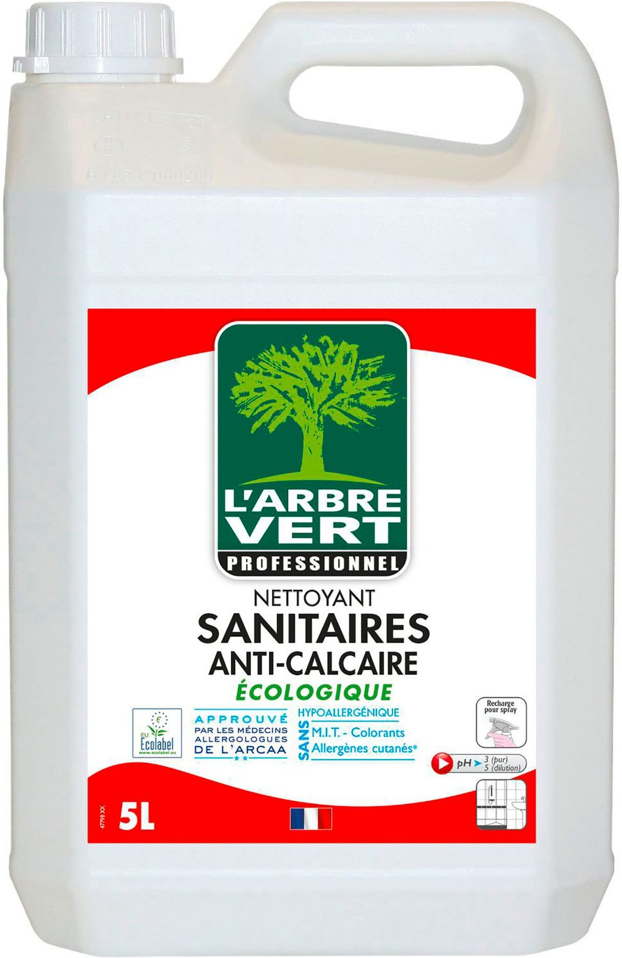 Arbre vert professionnel Nettoyant anti-calcaire sanitaire LArbre Vert  Bidon de 5 L