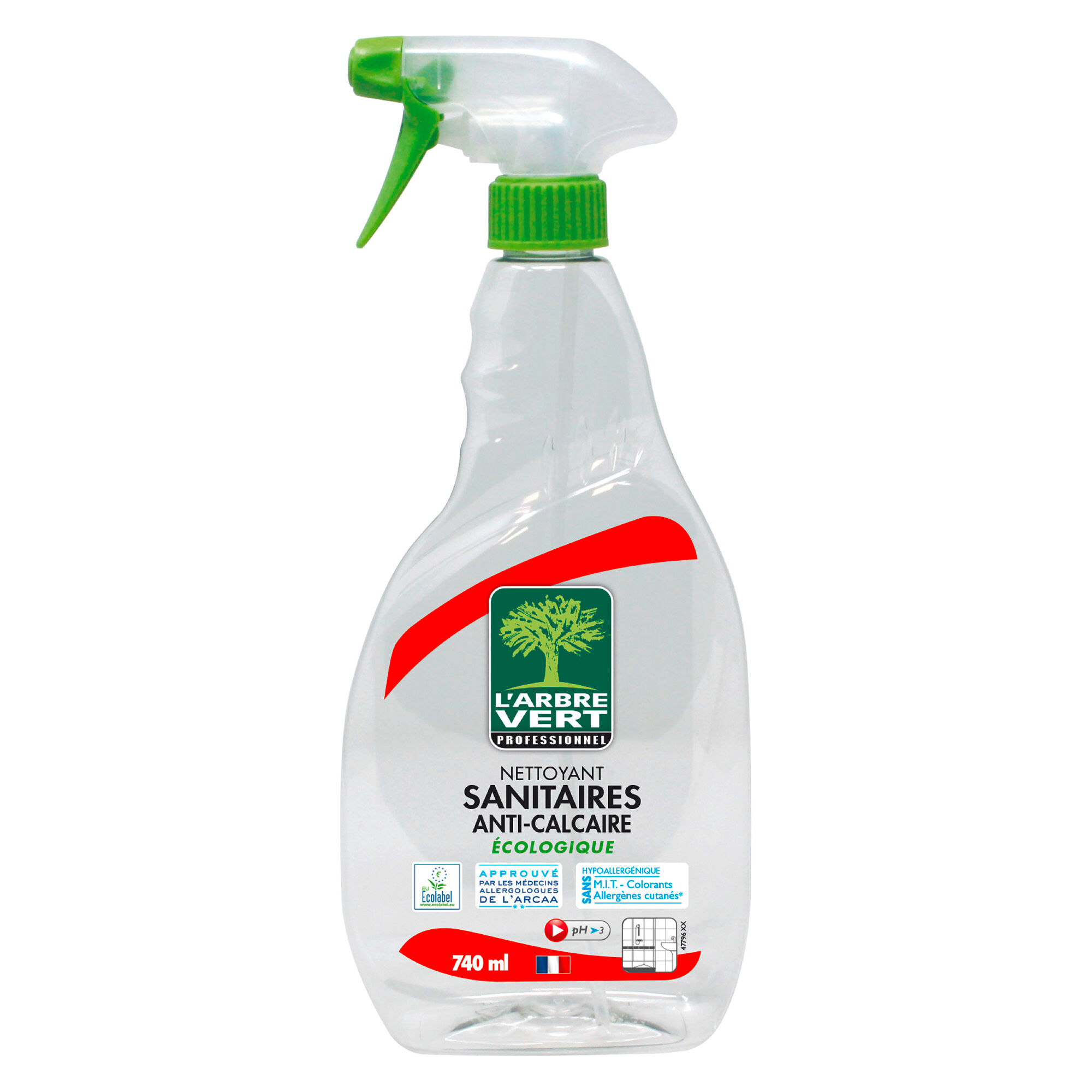 Arbre vert professionnel Nettoyant Anti-Calcaire Sanitaire LArbre Vert  Spray 740 ml Blanc