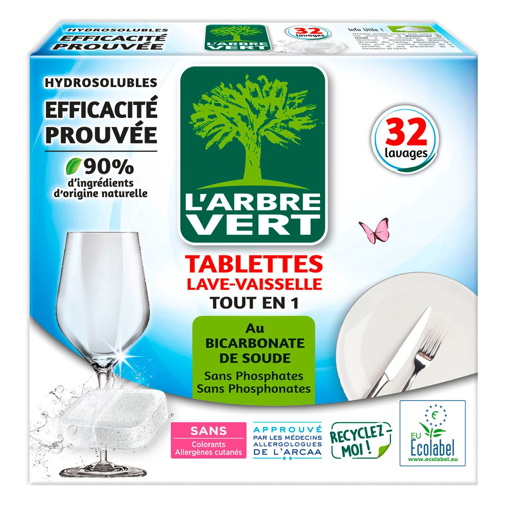 Tablettes lave-vaisselle Tout en 1 L'Arbre Vert - Boîte de 32