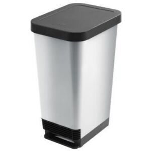 Cep Poubelle à pédale 45 Litres Gris clair carbone en PP, tringlerie en acier, Dim. L29 x H61 x P38,7 cm