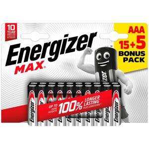 Energizer Blister de 15 piles + 5 piles offertes LR03 Energizer Max 9