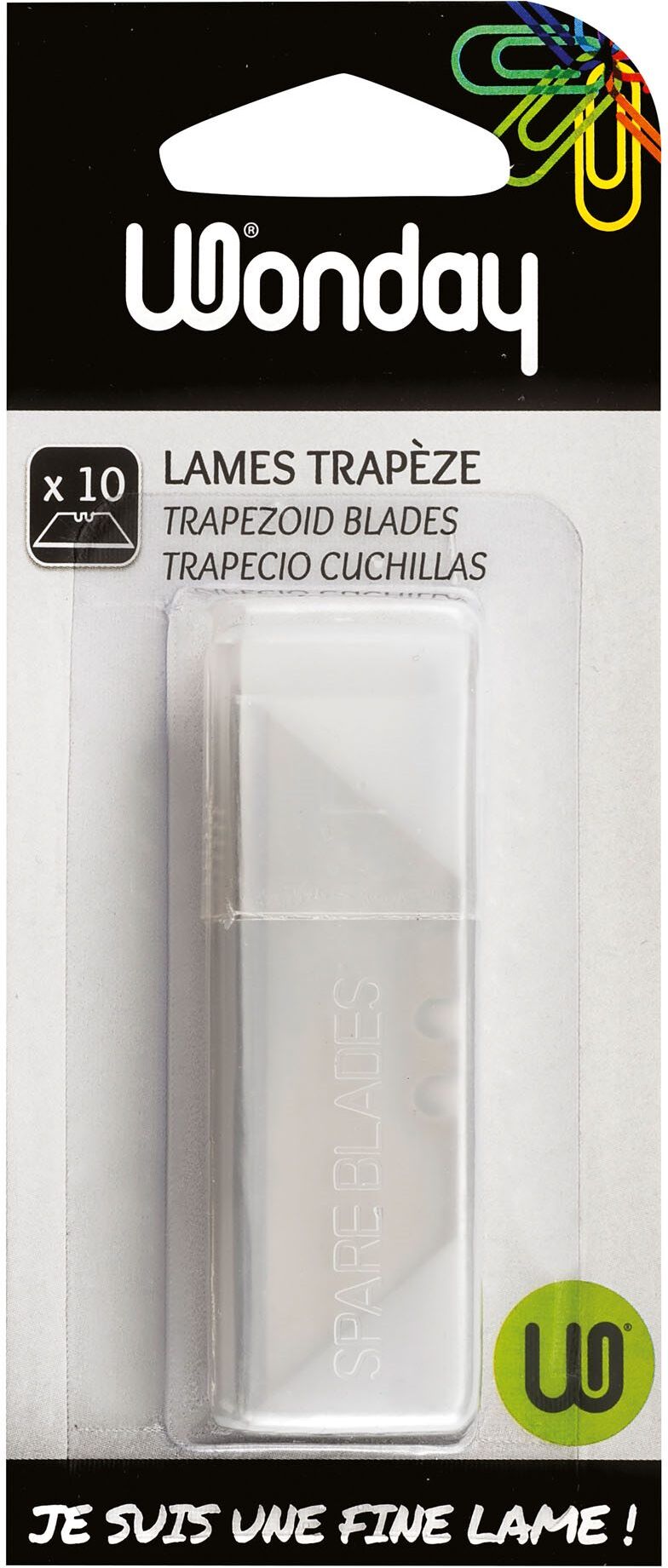 Lame trapèze Wonday pour cutter de sécurité 60 mm - Etui de 10 Aluminium