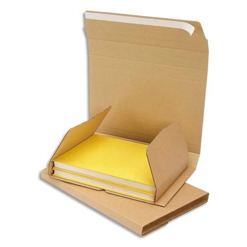 Emballage Etui postal en carton brun, fermeture adhésive Standard - Dimensions : L24 x H1 x P18 cm - Lot de 15