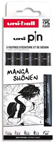 Uni-ball Feutre technique PIN 'Manga Shonen' PF, set de 5 - Lot de 2 Navy