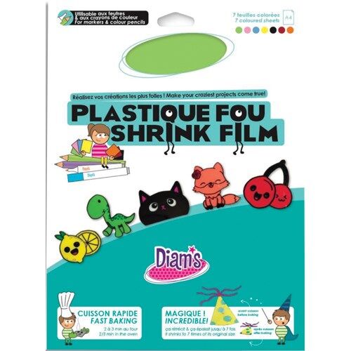 Oz international Pochette de 7 feuilles A4 de plastique dingue DIAM'S couleurs assorties - Lot de 2