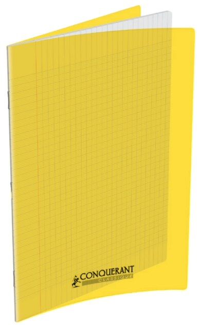 Oxford Cahier piqûre 17x22cm 96 pages 90g grands carreaux Seyès. Couverture polypropylène Jaune - Lot de 15