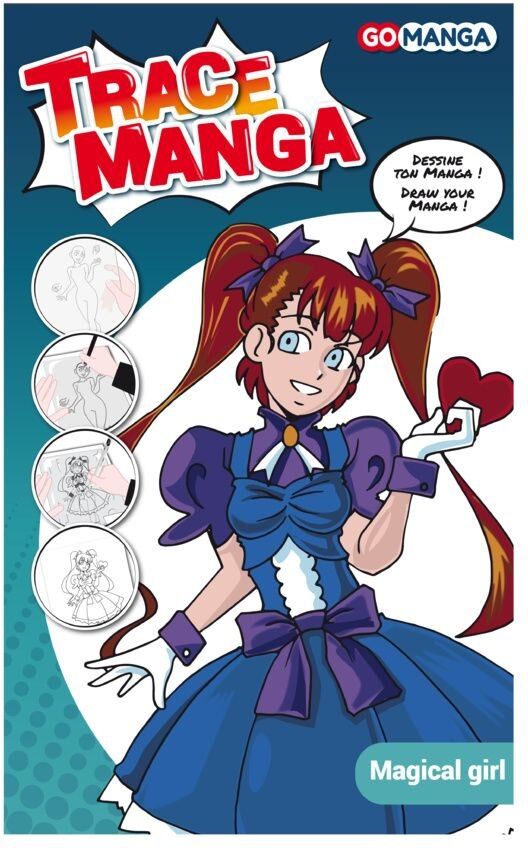 Oz international Pochoir Trace Manga pour apprendre à tracer des personnages Manga ''Magical Girl'' - Lot de 2