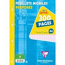 Clairefontaine Feuillets mobiles sous film A4 300 pages perforées grands carreaux - Blanc - Lot de 15
