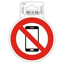 Exacompta Panneau PVC adhésif antidérapant Téléphone mobile interdit 10 cm - Rouge
