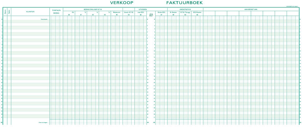 Exacompta Piqûre TVA Sorties - texte NL - 31 lignes - avec feuille d'identification - Lot de 5