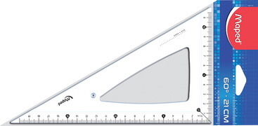 Maped Equerre Cristal 60 degrés, gand côté: 210 mm - Lot de 36