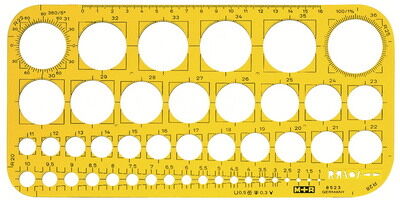 M+r Trace-cercles 1-36 mm, jaune transparent - Lot de 3