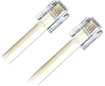 Câble ADSL, RJ11, mâle / mâle, blanc, 5m - Lot de 4