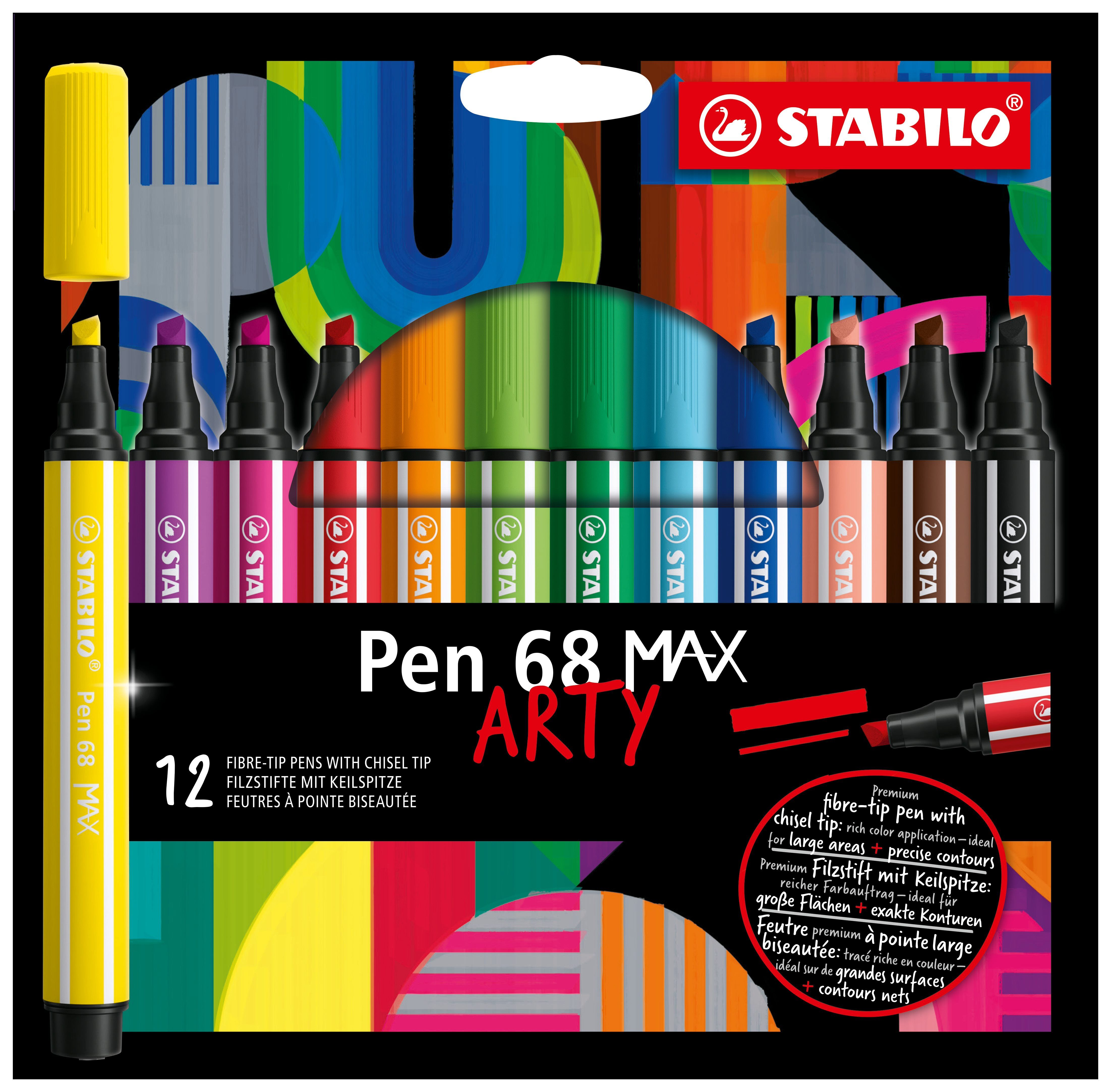 Stabilo Feutre Pen 68 MAX, étui de 12 ARTY