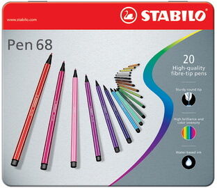 Stabilo Feutre Pen 68, étui métallique de 10 - Lot de 2