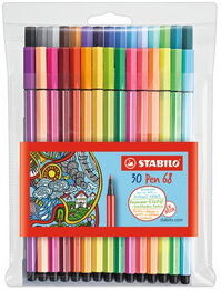 Stabilo Feutre Pen 68, étui en plastique de 6 - Lot de 3