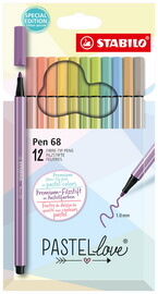 Stabilo Feutre Pen 68 PASTELlove, étui carton de 12 - Lot de 2 Noir