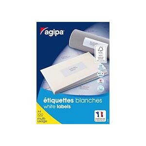 Agipa Etiquette adresse jet d'encre et laser 52,5 x 29,7 mm Agipa 100984 blanche - Boîte de 4000 - Publicité
