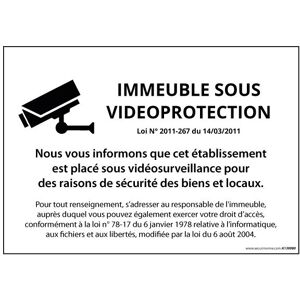 Panneau Immeuble Sous Vidéosurveillance - Avec Décret - 300 x 420 - PVC