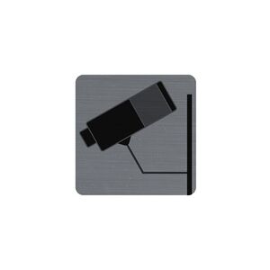 Exacompta Plaque adhésive imitation aluminium Surveillance caméra 7,5x7,5 cm - Gris