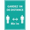 Panneau Gardez 1m de distance - bleu A5-A4 - autocollant ou panneau - 210 x 297 - PVC