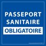 Sticker sanitaire Passeport Sanitaire Obligatoire vinyle - 125 x 125 mm - fond bleu - Lot de 3 Magenta