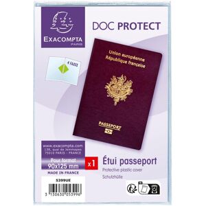 Exacompta Etui de protection pour passeport 2 volets PVC lisse 20/100e - Cristal - Lot de 10