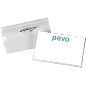 Pavo Porte-badge, avec aiguille, 54 x 90 mm, transparent - Lot de 3