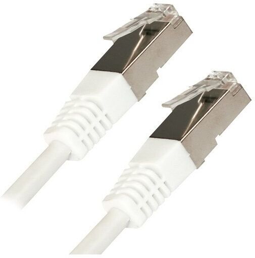 Câble RJ45 Blindé Catégorie 6 F-UTP 4P 20m Blanc 560351 - Lot de 2