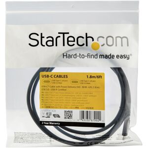 StarTech.com Câble USB C vers USB C de 1,8 m - 5A, 100W PD 3.0 - Certifié Works With Chromebook - Certifié USB-IF - M/M - USB 3.0 5Gbps - Câble de ...