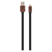 T'nb Câble plat tressé bois USB - Lightning 1 m noir