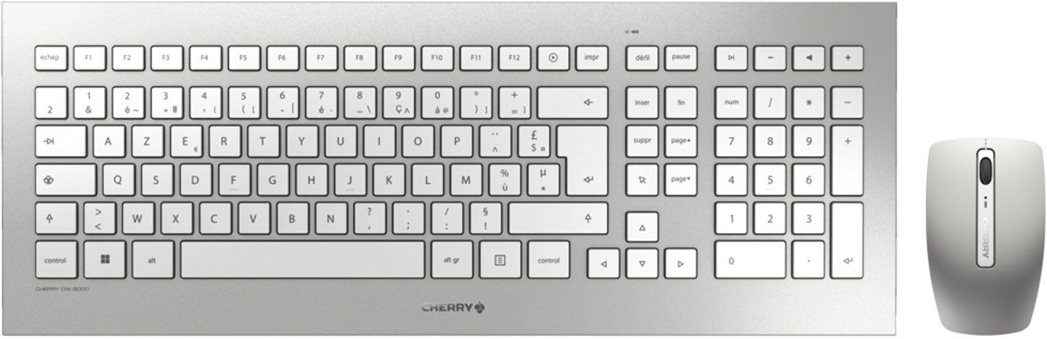 Ensemble clavier souris sans fil Cherry DW 8000 - AZERTY Assorti clair