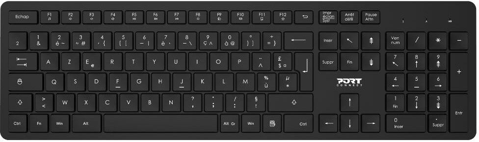 Port Designs 900904-FR clavier Souris incluse AZERTY Français Noir