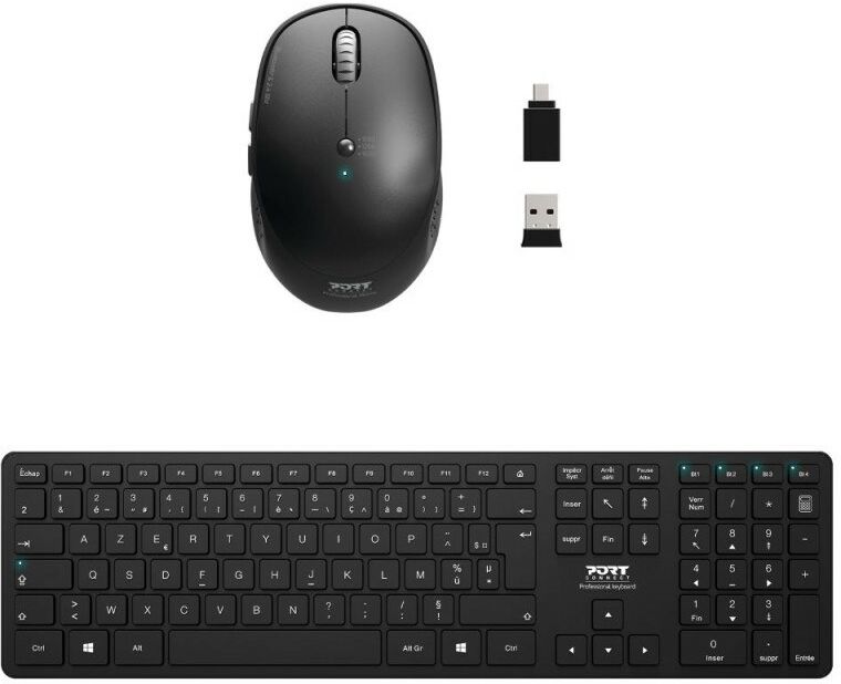 Port Designs 900907-FR clavier Souris incluse Bluetooth AZERTY Français Noir