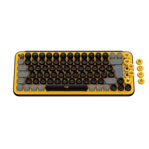Logitech POP Keys Wireless Mechanical Keyboard With Emoji Keys clavier RF sans fil + Bluetooth AZERTY Français Noir, Gris, Jaune - Publicité