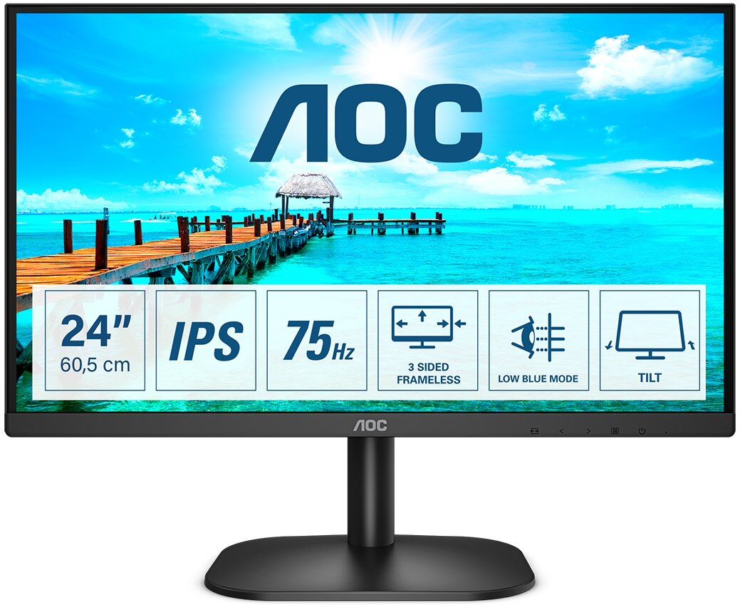 AOC B2 24B2XD LED display 60,5 cm (23.8") 1920 x 1080 pixels Full HD Noir